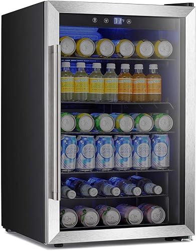 Refigerador de bebidas, mini refrigerador de 145 latas con puerta de vidrio para cerveza o vino, dispensador de bebidas pequeño, enfriador de latas,