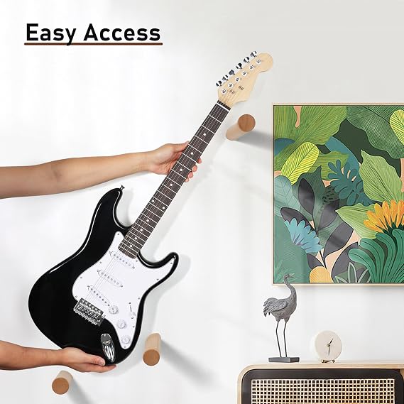 Horizontal Electric Guitar Wall Mount, Solid Wood Guitar Hanger