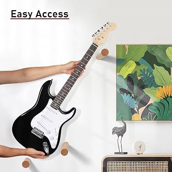 Horizontal Electric Guitar Wall Mount, Solid Wood Guitar Hanger