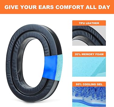 Gel Ear Pads Seals Compatible with 3M WorkTunes Connect Hearing Protector (90541, 90542, 90543, 90544), 3M Peltor Sport Tactical 300/500, ZOHAN EM042/ 033/037 Series and PROHEAR 032/033/037