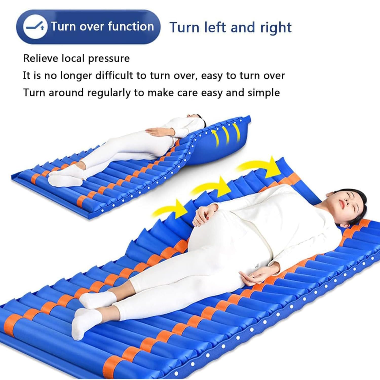 Materasso a pressione alternata con cuscino gonfiabile e pompa a pressione silenziosa, design antidecubito per anziani e pazienti costretti a letto, caratteristiche di sollevamento schiena e gambe