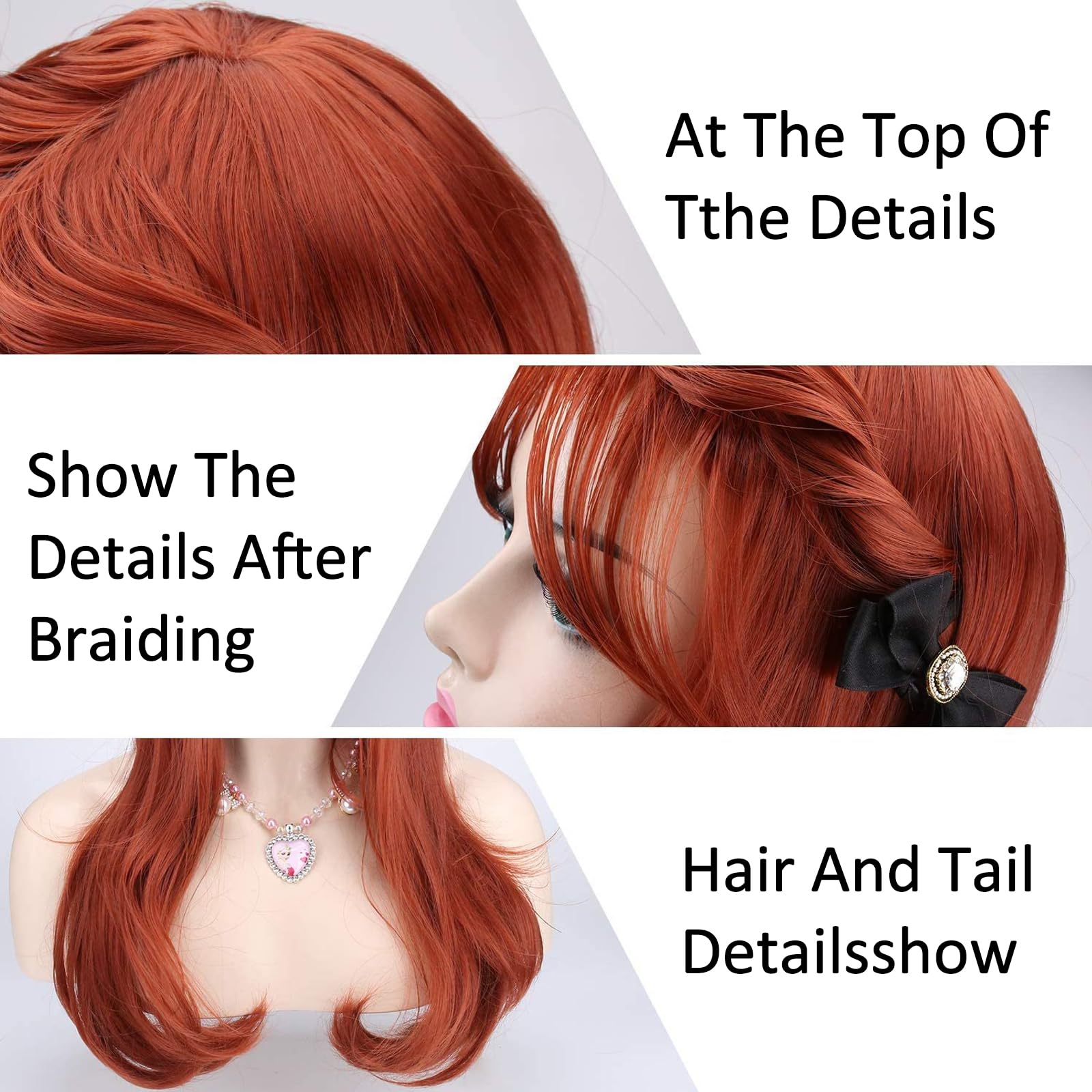 DAVBNM Wigs for Women Women's Cosplay Wig, Long Wavy Curly Wigs, with Bangs, for Auburn Cosplay Masquerade Halloween (Copper red) - Image 4