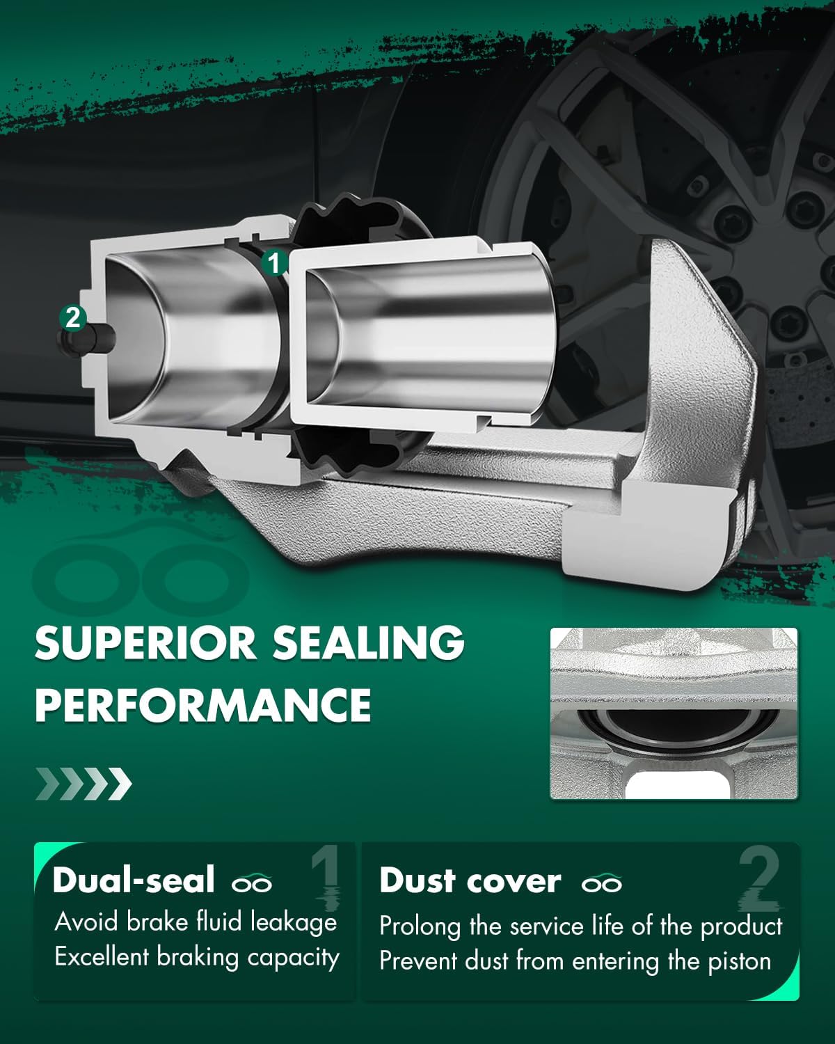 SCITOO 19B6463 19B6462 Front Left & Right Disc Brake Calipers Assembly w/Bracket For Hyundai For Santa Fe 2010-2012,For Kia For Sorento 2011-2013