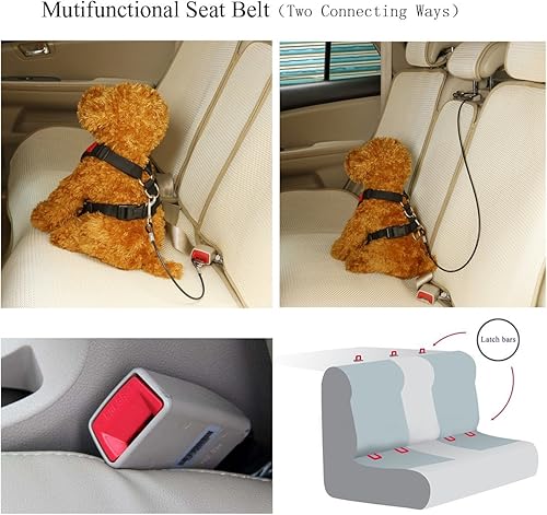 Miniatura 3 de Mogoko Cinturón de seguridad de automóvil para perro a prueba de mordidos, correa de acero inoxidable para mascotas, correa de cinturón de seguridad