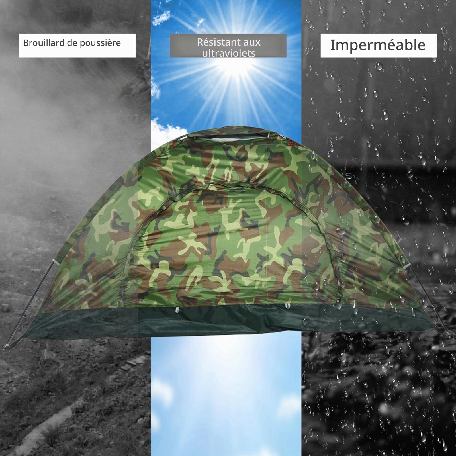 Tente de Camping pour 1-2 Personnes Tente Instantanée Dôme Étanche Ultra Légère Facile à Installer Imperméable Ventilée pour Outdoor Camping Randonnée