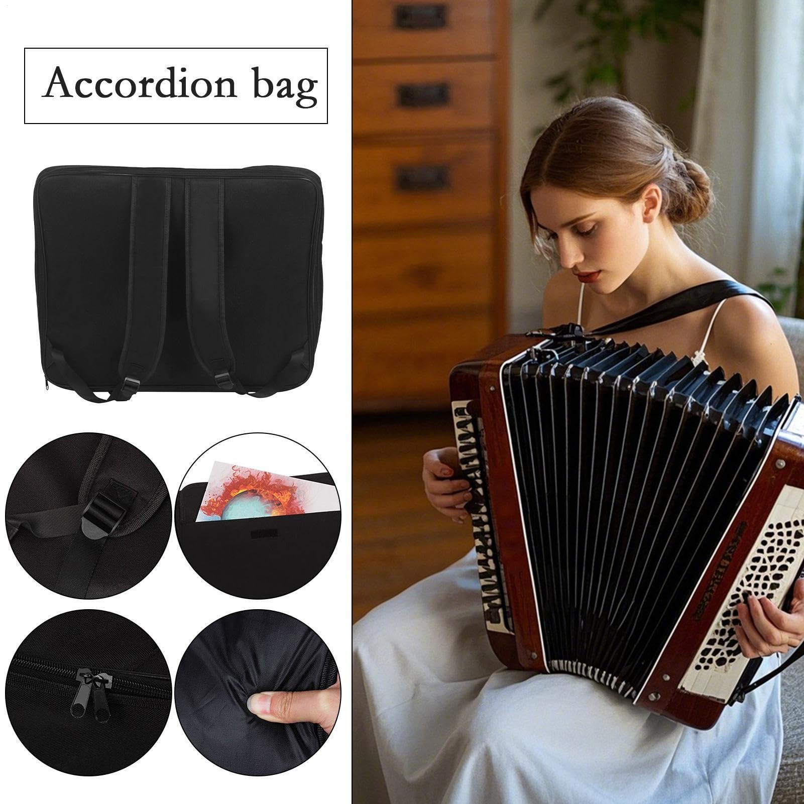 Genérico Caso di fisarmonica, Bass Piano Bag, Strumento di Trasporto Zaino, Zaino Fisarmonica Piano Spike Tessuto Oxford Imbottito per Principianti ed appassionati