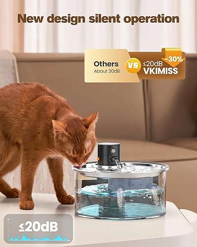Miniatura 7 de Fuente de agua para gatos con baterías fuente inalámbrica para mascotas con filtro, dispensador inalámbrico para gatos de 108 oz3.2 L con sensor de