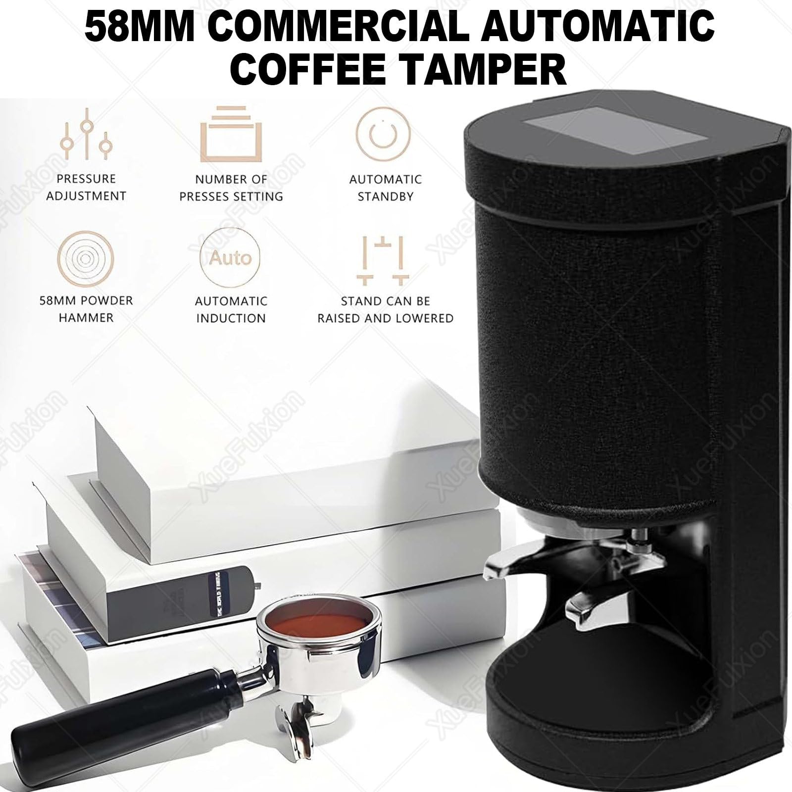 Prensador Eléctrico Automático De Café,Prensador De Café,Presión Ajustable Y Tiempos De Apisonamiento para Un Espresso Cada Vez,para El Hogar para Cafeterías White-flatsole