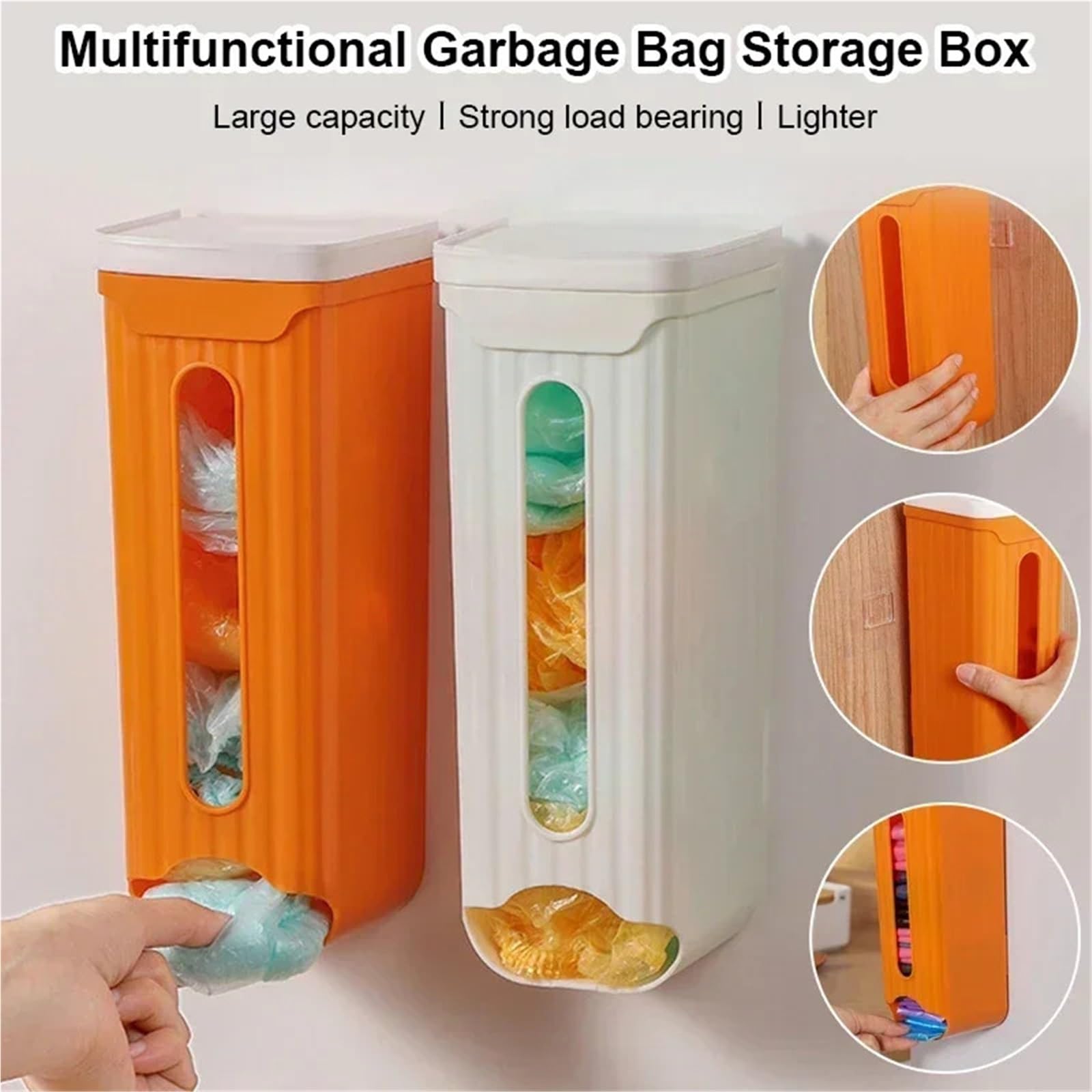Organizador De Bolsas De Basura Caja de bolsas de basura for el hogar, organizador de cocina, baño, estante de almacenamiento for colgar en la pared, dispensador de bolsas, caja de almacenamiento, 2 u
