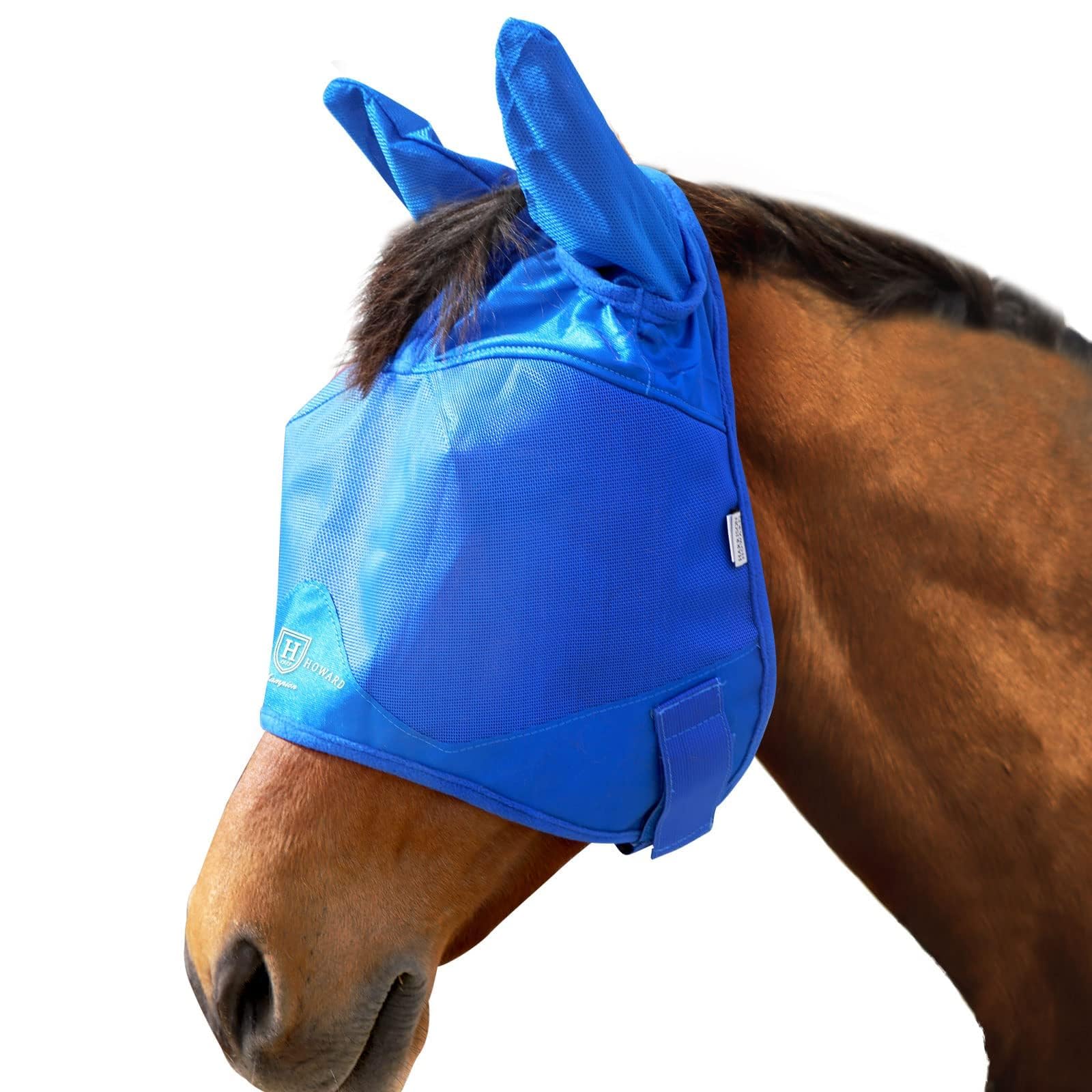 Harrison Howard Fliegenmaske Pferd Halbgesicht mit Ohren Signature Blau Arabian Medium