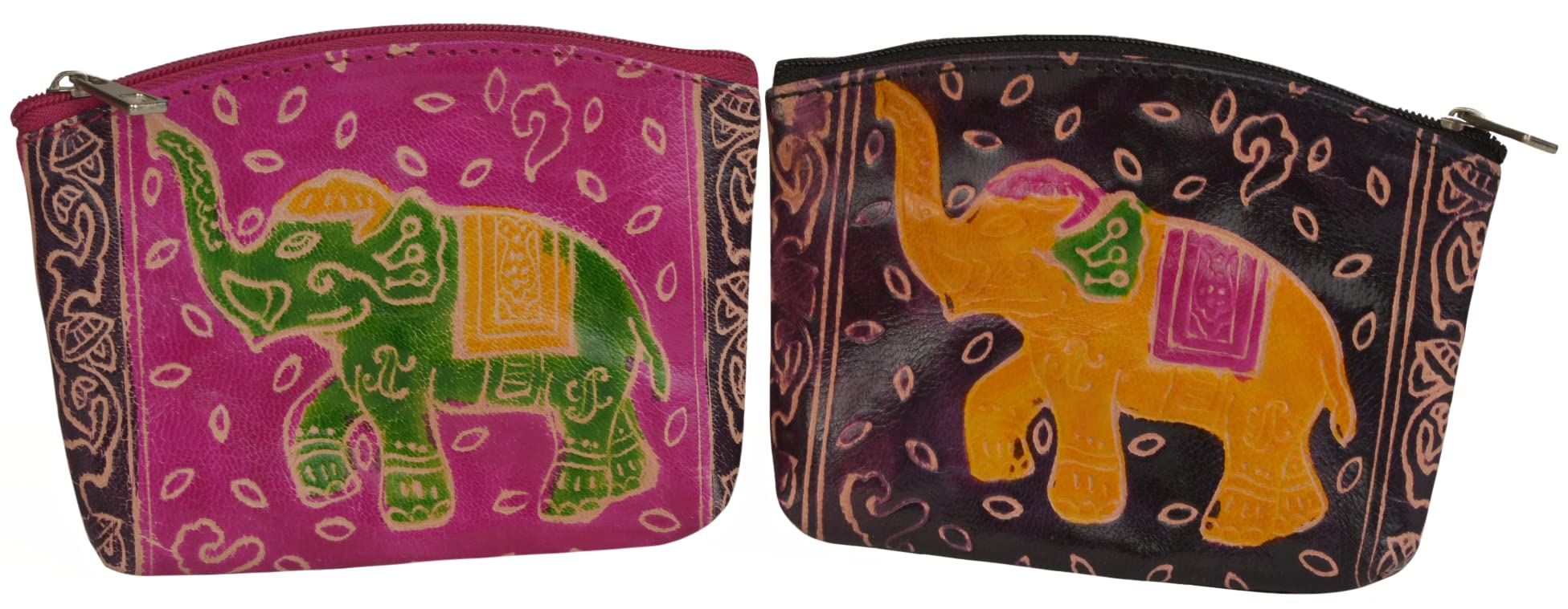 Shantiniketan Genuine Leather Handcrafted owl Motif Coin Pouch for Women (Pink and Black)-image-25