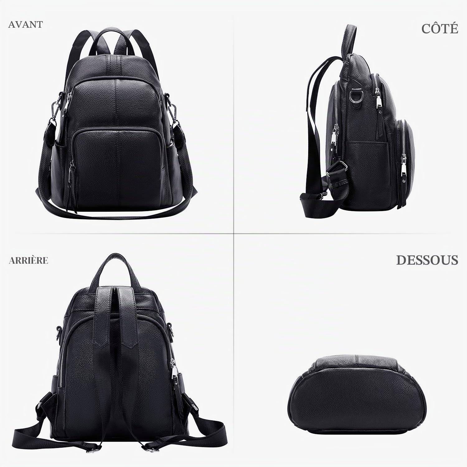 ALTOSY Sac à Dos Femme Cuir Véritable Anti-vol Mode Loisir Élégant Chic Sac porté Épaule Daypack