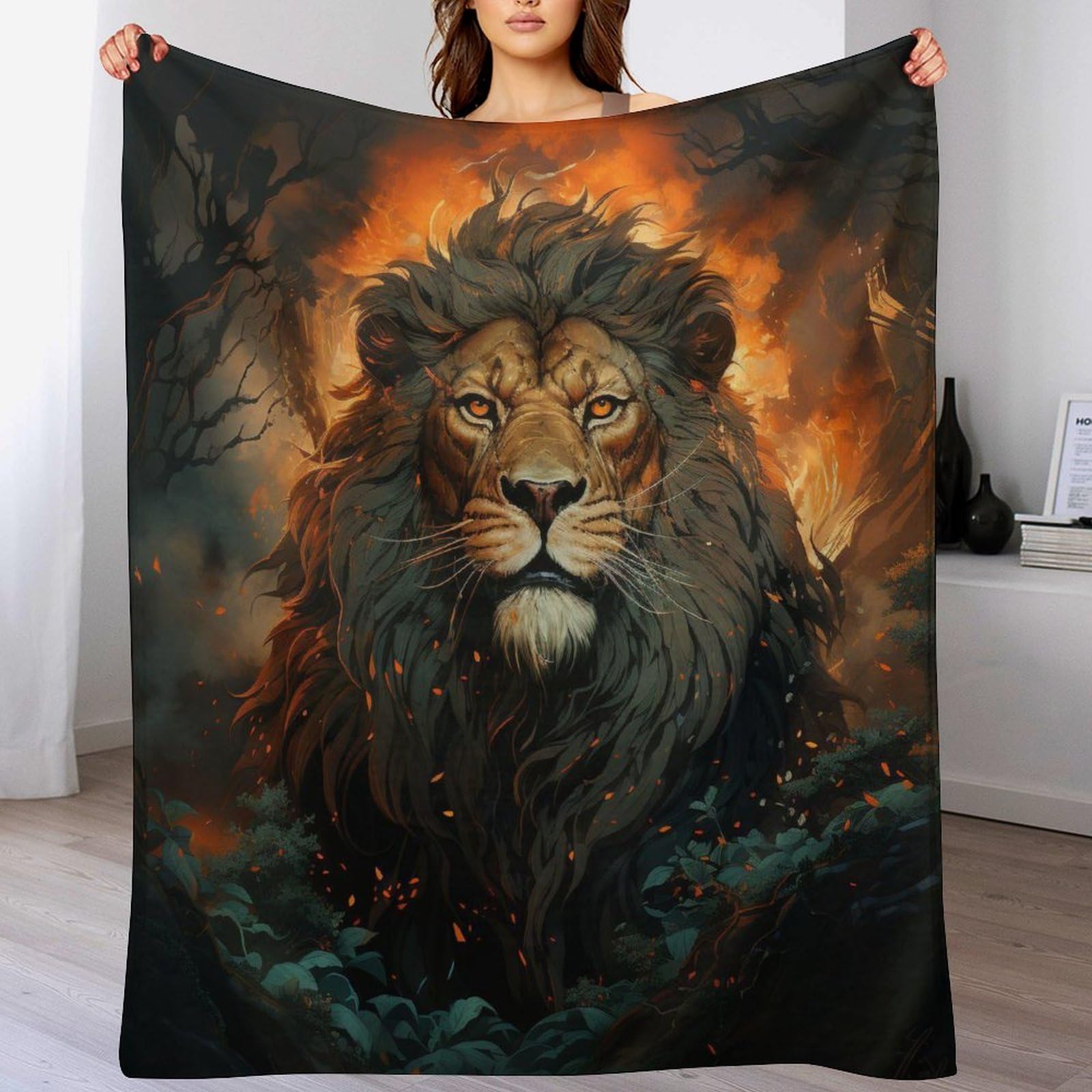 Manta de franela de león de 180x200cm contra el frío del sofá