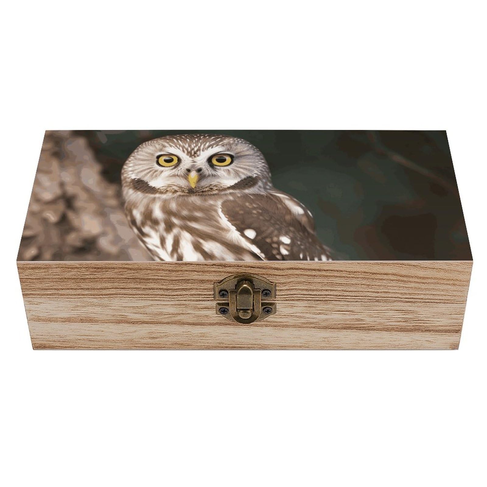 FekiLoot Wildlife Animal Owl Wooden Keepsake Box Decorative Wood Storage Organizer with Hinged Lid Large Handmade Boxes Wedding Memory Treasure Box for Jewelry Photos Stamps Crafts