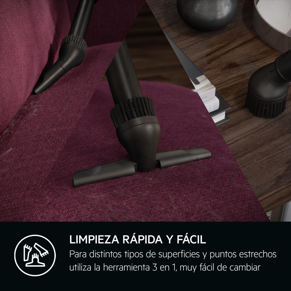 AEG AB61H6SW Aspiradora de Trineo con Bolsa, 850W de Potencia, 3,5L de Capacidad, Radio de acción 12m, Ruedas XL, Filtro Lavable, 3 cepillos + 3 Accesorios, 10 años garantía, Blanco