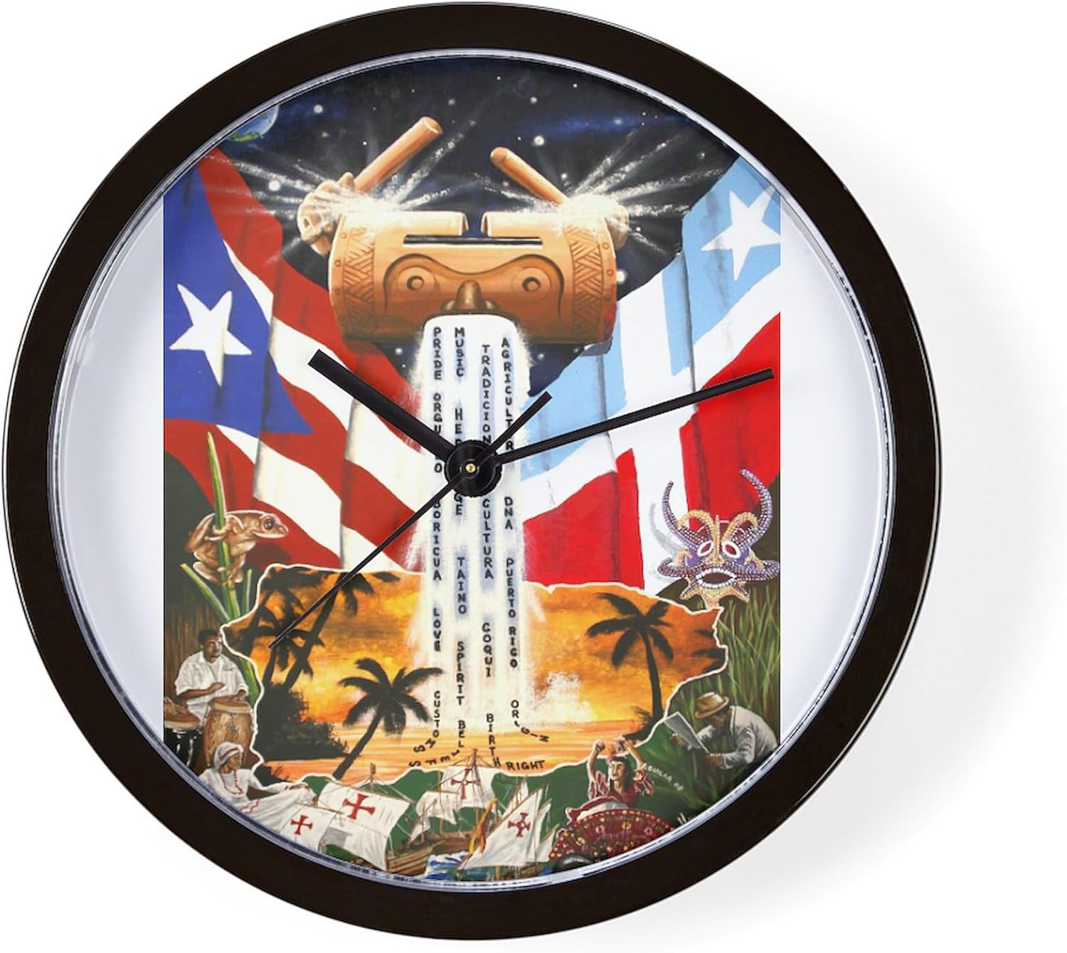 CafePress New Puerto Rican Pride 10" Wall Clock for Livingroom, Kitchen, or Office