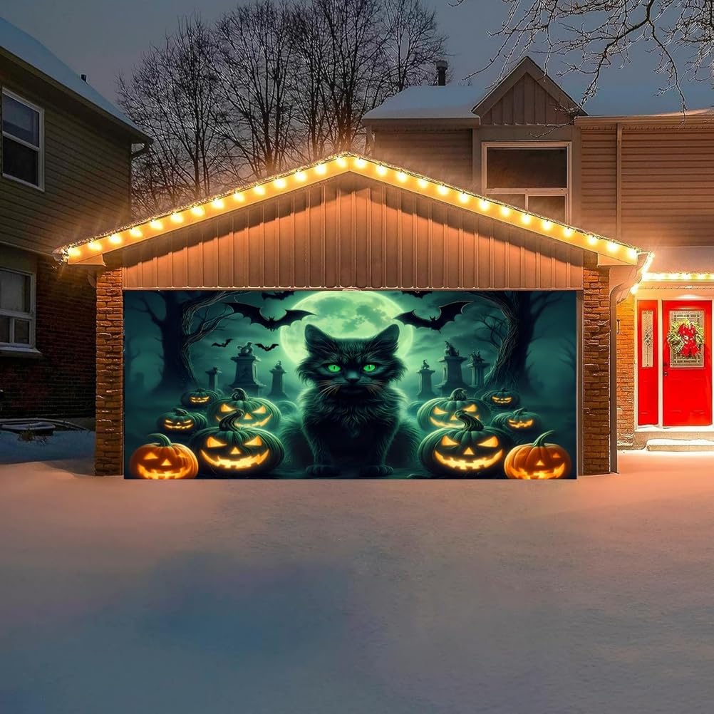 Decorazioni per Feste di Halloween, copriporta Happy Halloween, copriporta per Garage Spaventoso per Notti da brivido, Decorazioni spettrali, perfette per Feste e Ottima Idea Reg