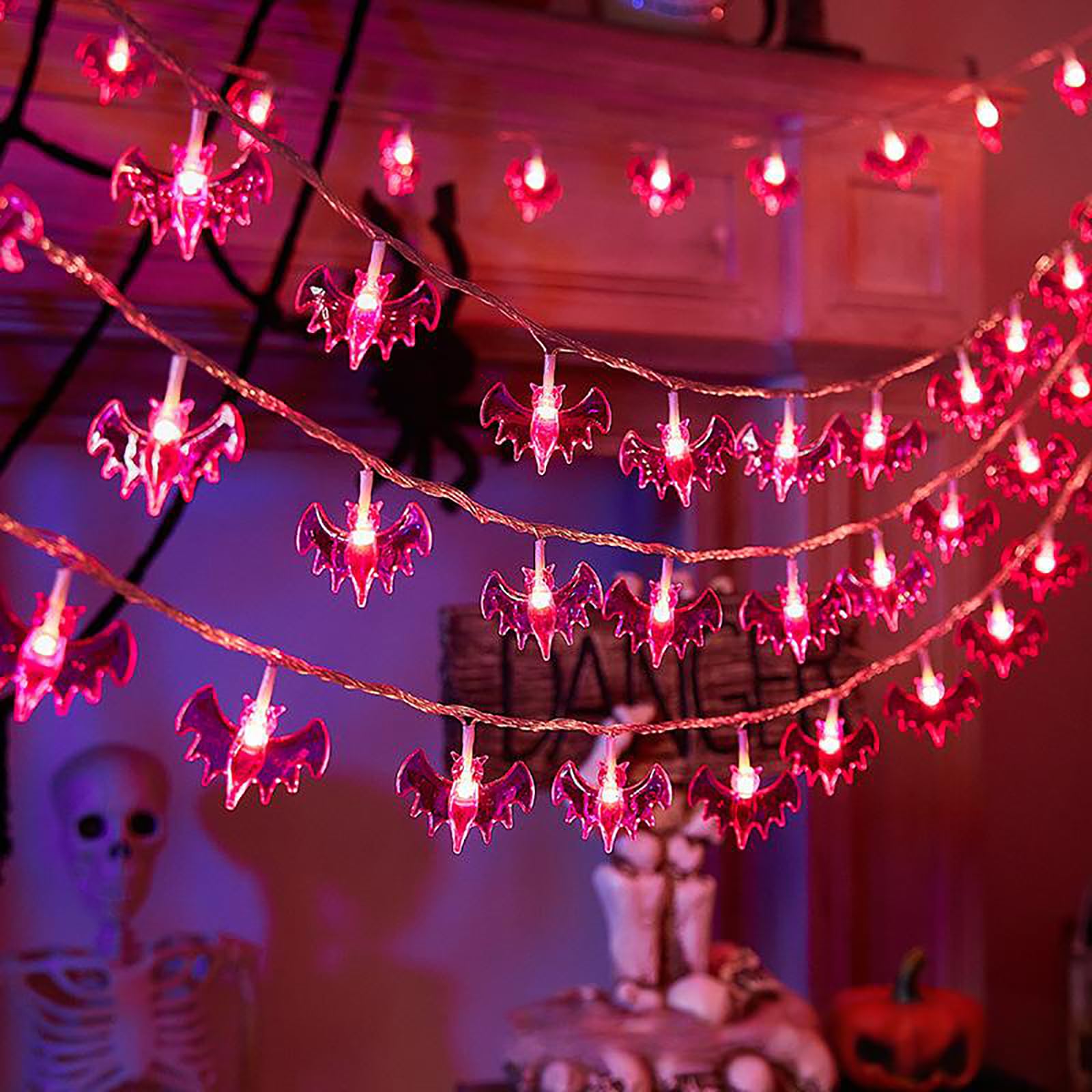 Halloween-Kürbis-Lichterkette, 20/40 LEDs, Outdoor-Lichterkette, 3,4 m, Urlaubsdekoration, Batterie/USB, 2 Modi, Dauerlicht/Blinken, für Veranda, Fenster, Garten, Terrasse, Party (1,5 m 10