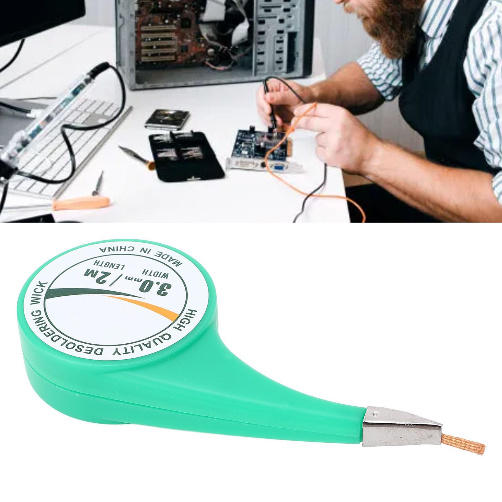 Desoldering Braid Wire Solder Wick Braid with Flux Brass Desoldering Wicks Wire Removal Tool for PCB Cleaning and Repair 2M Length 3.0mm Width