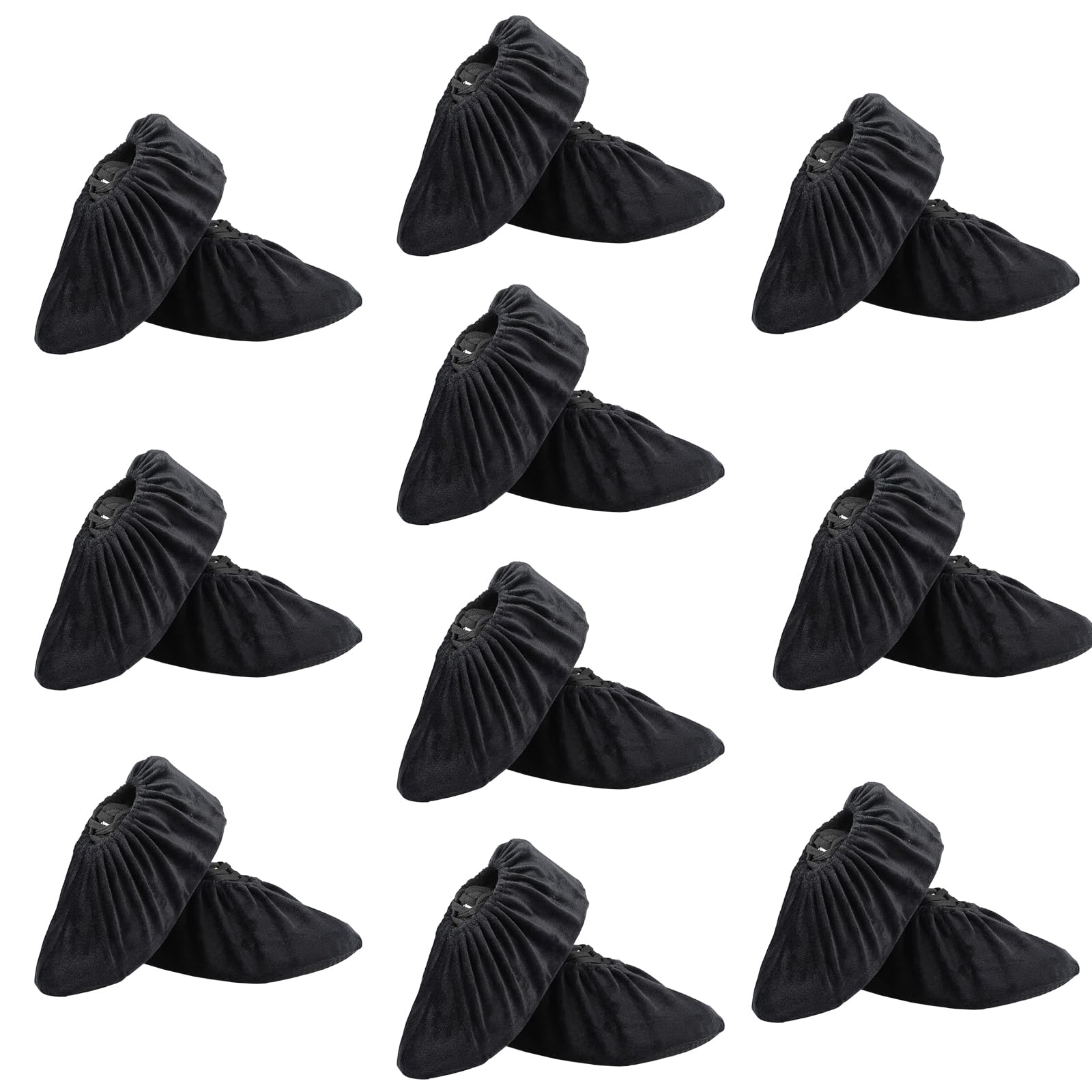 VIJAY SENO 10 Pairs Reusable Non Slip Shoe Covers, Premium Soft Washable Thickened Safety Boot & Shoe Covers for Household, Office, Laboratory,one size(10 colors): 10 Black