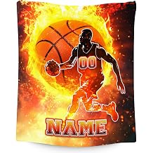 Basketball Blanket for Kids Personalized Blanket Gifts, Soft Flannel & Cozy Sports Throw for Couch Custom Gifts Ideas