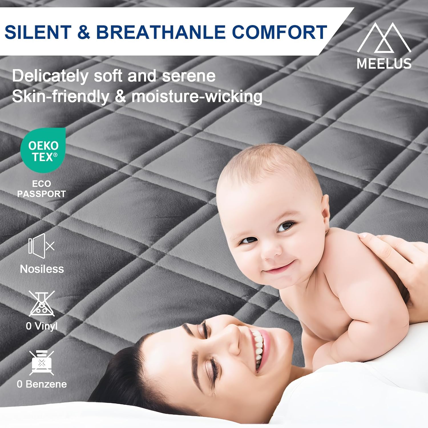 Queen Mattress Protector, Breathable Waterproof Mattress Pad Cover Fitted Deep Pocket 8"-21", Soft Noiseless Mattress Cover Washable Cooling Padded for Home Hotel Bedroom, Gray - Image 4