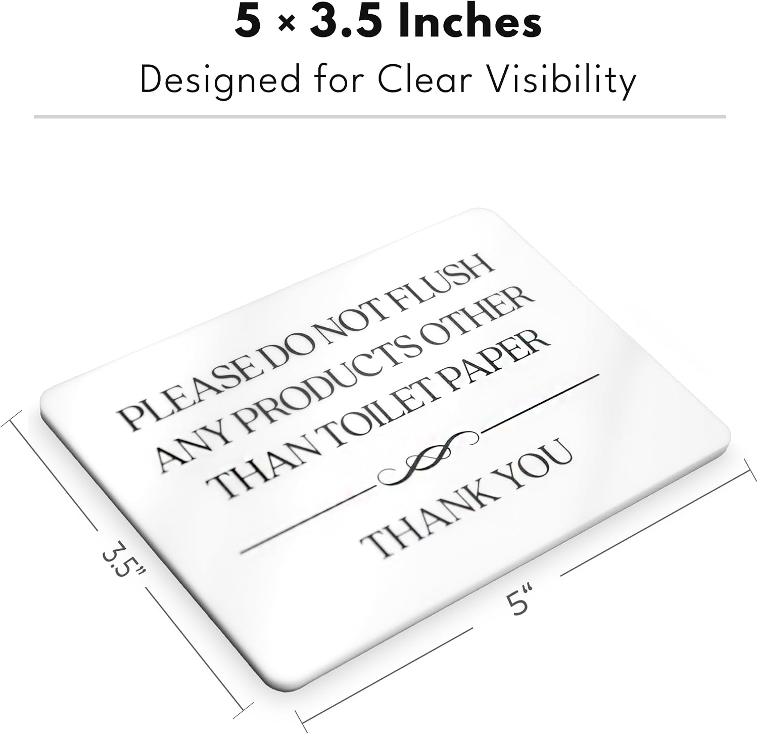 Do Not Flush Toilet Sign 3-Pack (White Acrylic 5 x 3.5 in) - Dont Flush Sign - Septic Sign - Bathroom Signs for Business - Bathroom S