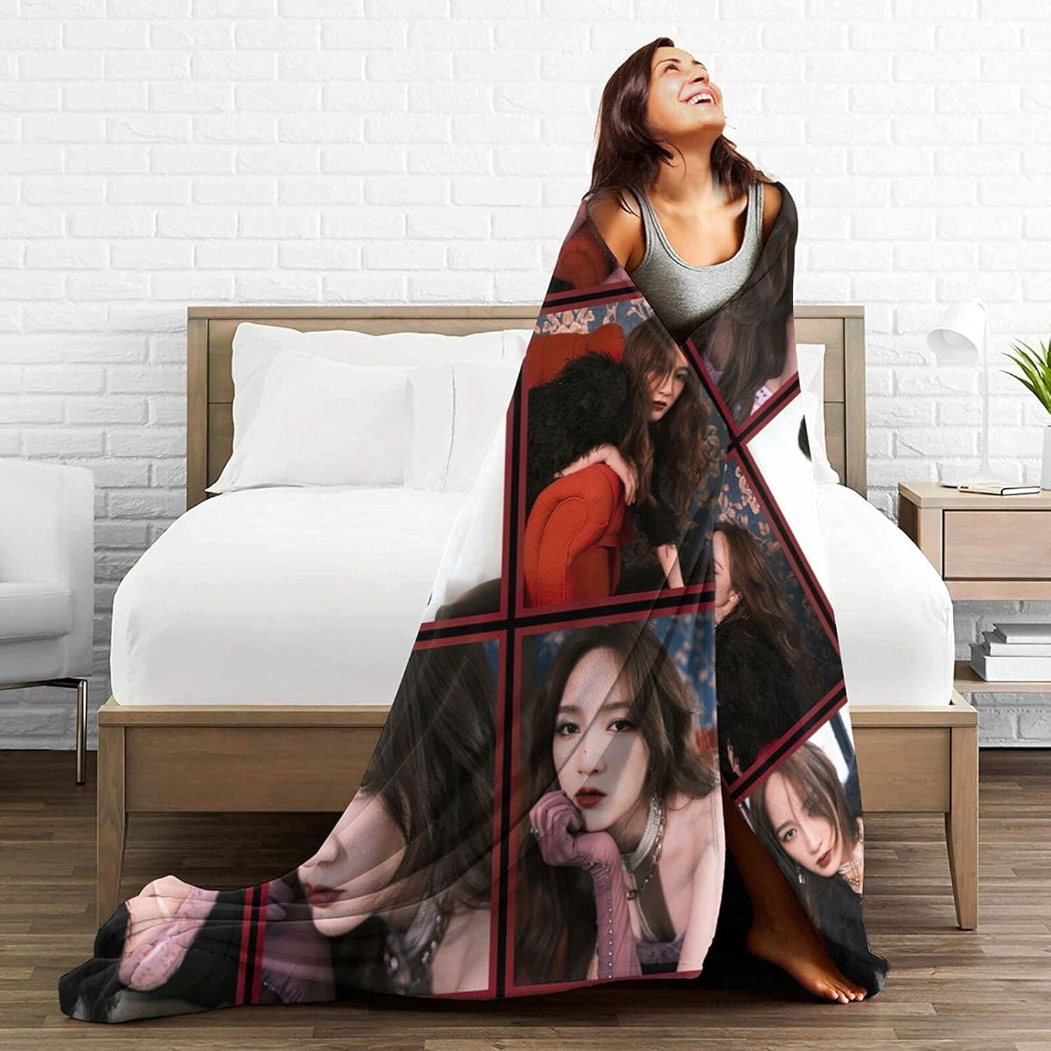 Custom Blanket with Photos Text Customized Blanket Personalized Flannel Throw Blankets for Adult Kid Birthday Christmas Halloween Fathers Mothers Valentines Gift - 60"x 80"