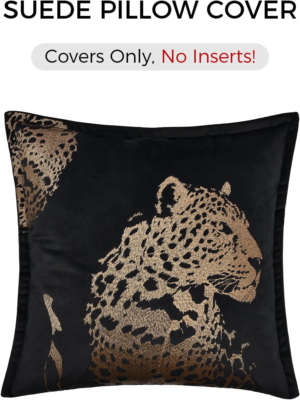 Velvet Throw Pillow Covers 18x18'', New Upgrade Brown Cheetah Leopard Embroidered Pillows Cover, Decorative Pillow Cushion Cover for Sofa Bed Bedroom Living Room