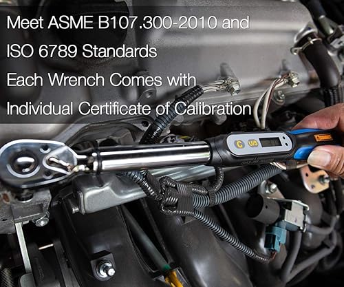 Miniatura 6 de Llave dinamométrica digital de 3/8 pulgadas, rango de par de 2.21-44.24 pies-libras, tamaño compacto, juego de zócalos, par máximo de medida,