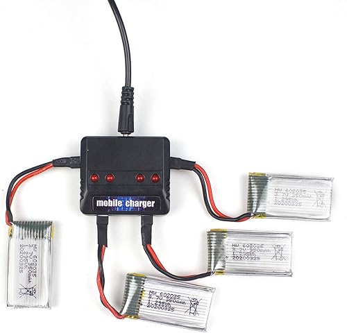 Miniatura 3 de Cheerwing Cargador 4 en 1 y 4pcs 3.7V 350mAh Batería Lipo Recargable UDIRC U12S U12