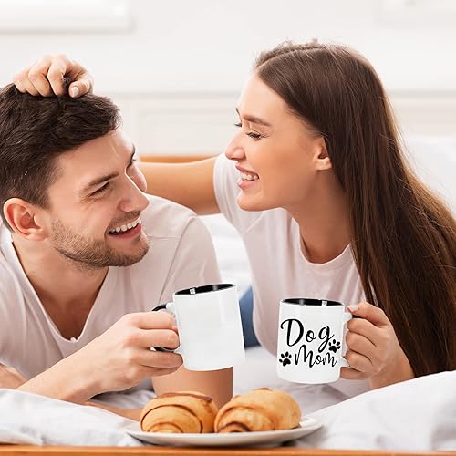 Miniatura 6 de Whaline 2 tazas para parejas, tazas de pareja de 12 onzas con caja de regalo, juego de regalo divertido para amantes de los perros, dueño de perros,