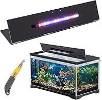 Sieral Polycarbonate Aquarium Lid with LED Light & Hook Knife for 20/29/37 Gallon Tanks - Customizable Black Canopy Hood