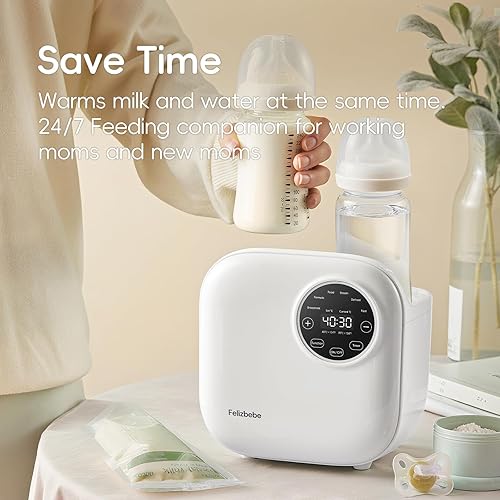 Miniatura 6 de Calentador de biberones doble 10 en 1 para leche materna o fórmula, control preciso de temperatura, temporizador, esterilización, descongelación,