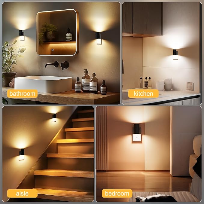 VOLISUN luz nocturna LED regulable 4 pack negro miniatura 6