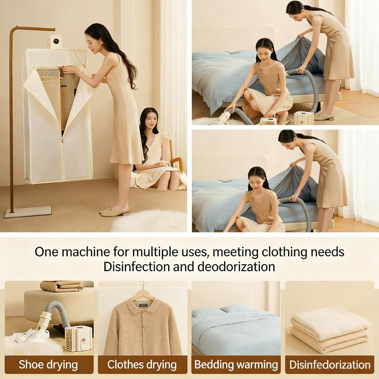 Portable Clothes Dryer, 850W Foldable Compact Laundry Dryer with 15-Min Fast Drying, Timer & Quiet Mode, for Apartments, Travel, Dorm, RV