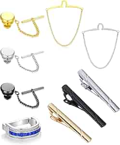 Amazon.com: Tornito 9Pcs Tie Clips Tie Ring for Men Square CZ Tie
