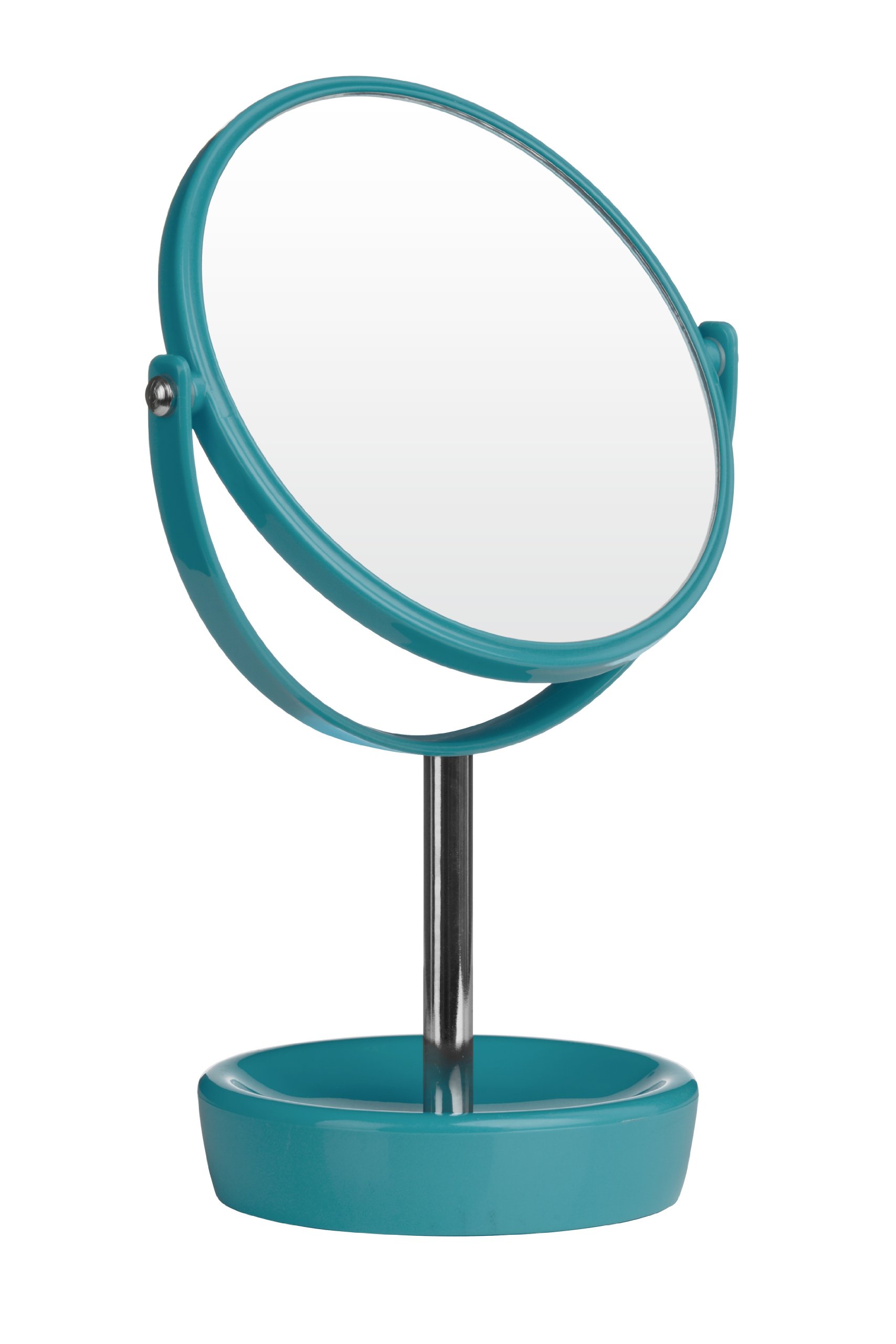 Premier Housewares Turquoise Swivel Mirror - Magnifying Option - Black Plastic