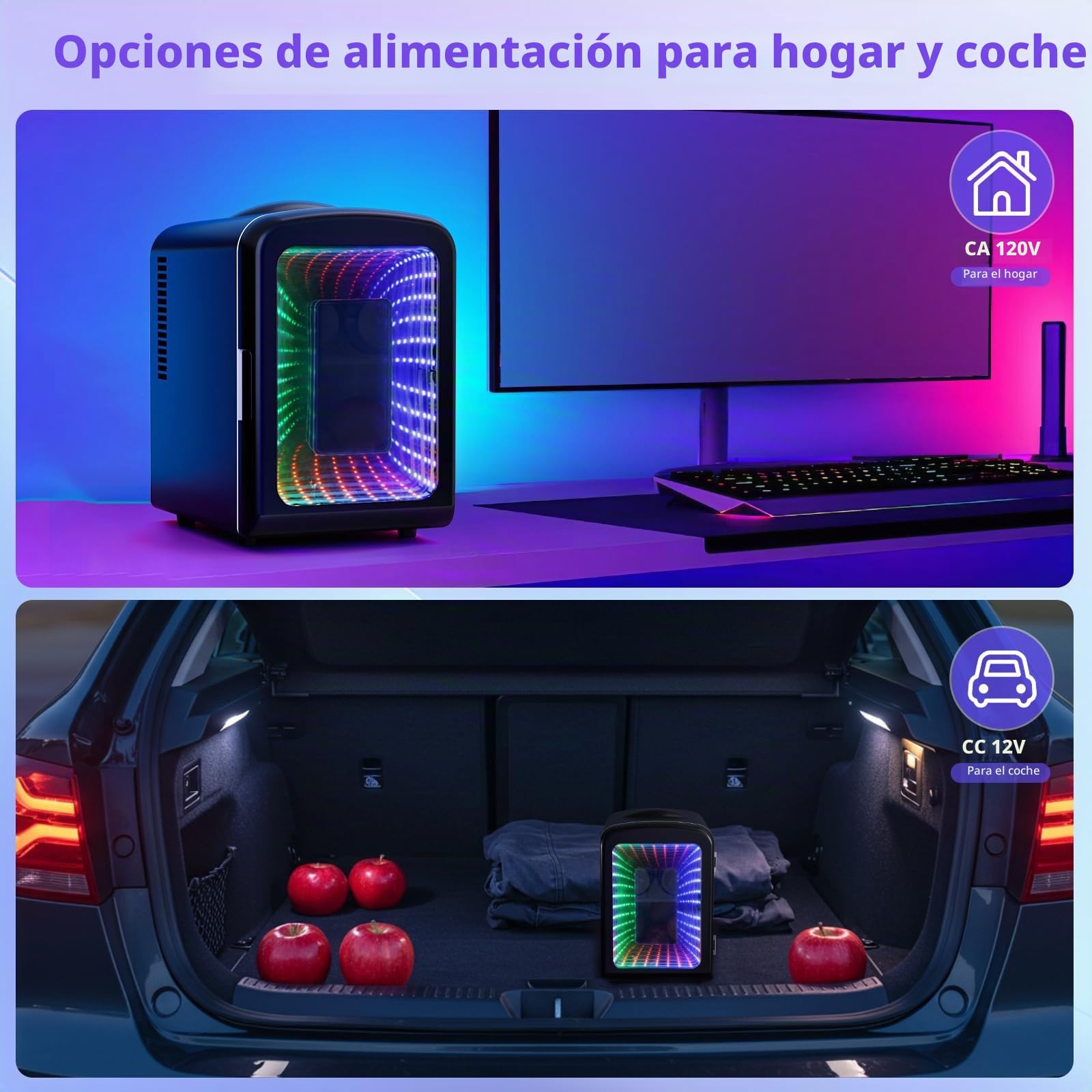 Antarctic Star Mininevera compacta con luz de juego, 4 litros/6 latas, mini nevera portátil para dormitorio, coche, oficina y dormitorio, nevera cosmética pequeña
