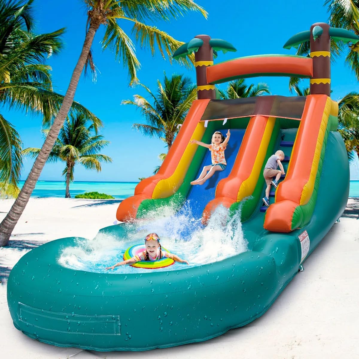 Water Slide Commercial, 21FT Big Water Slide for Kids and Adults with Powerful 950W Blower&Water Tube,100% Commercial Grade PVC Inflatable Adult Water Slides with Splash Pool (Green, 21x12x9FT)