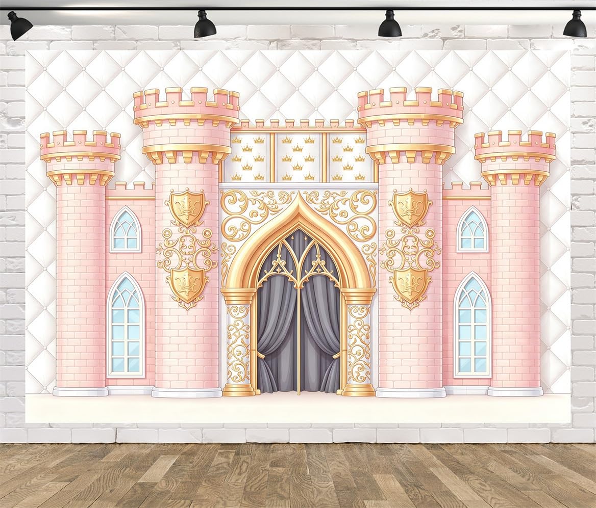 BELECO 4.6x2.5m Sfondo in tessuto Castello Principessa Rosa Palazzo | Ingresso Castello Regno Medievale Fiaba Sfondo Festa Compleanno Ragazze Telo Di Sfondo