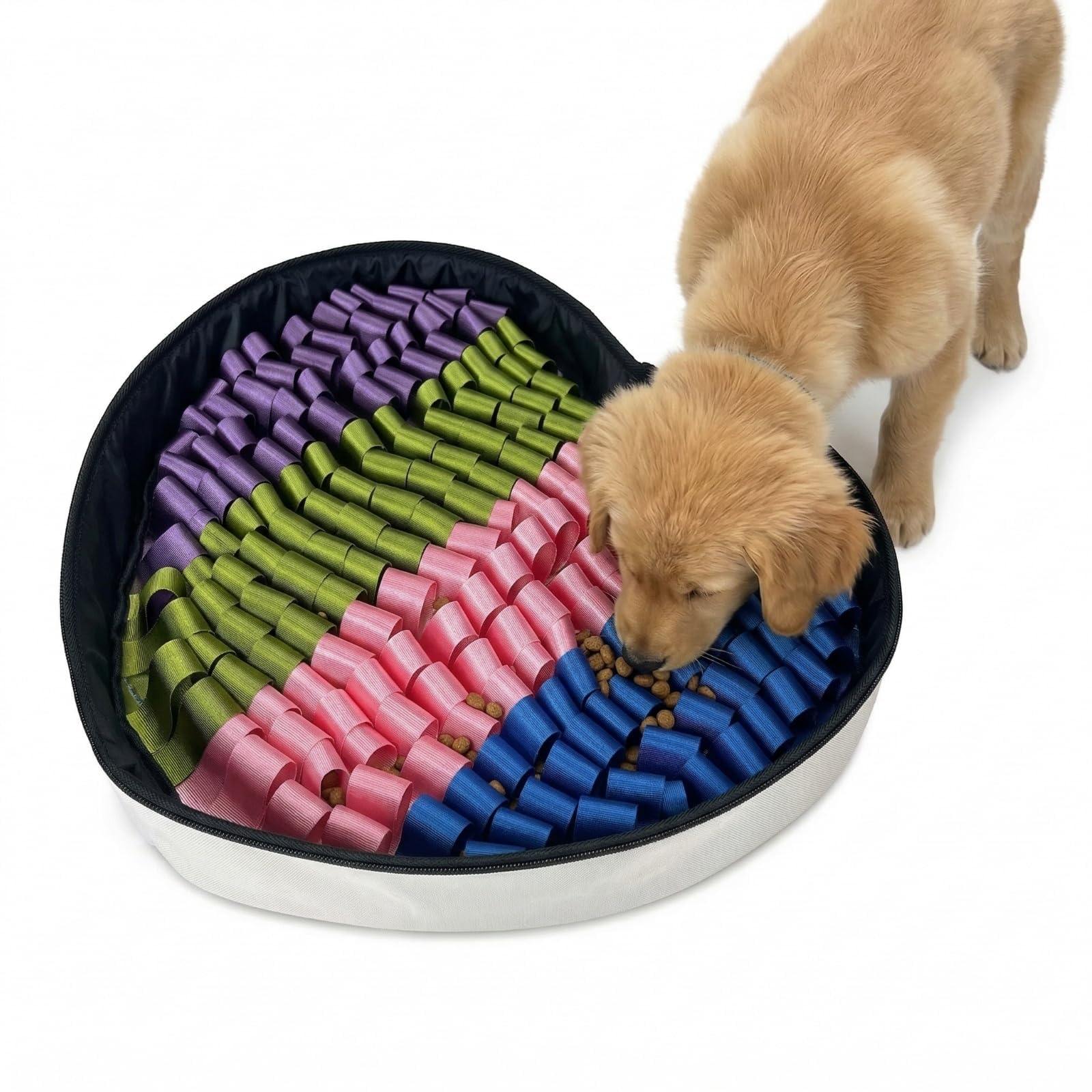 Tapis à renifler en Forme de cœur pour Chien, Jouet d'intelligence Lavable et antidérapant, Anti‑anxiété, pour Toutes Races de Chiens (Beige)