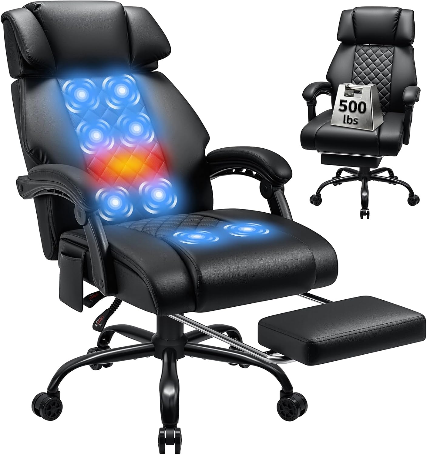  Massage Office Chair with Heat 7 Points Vibration(Light Pink)