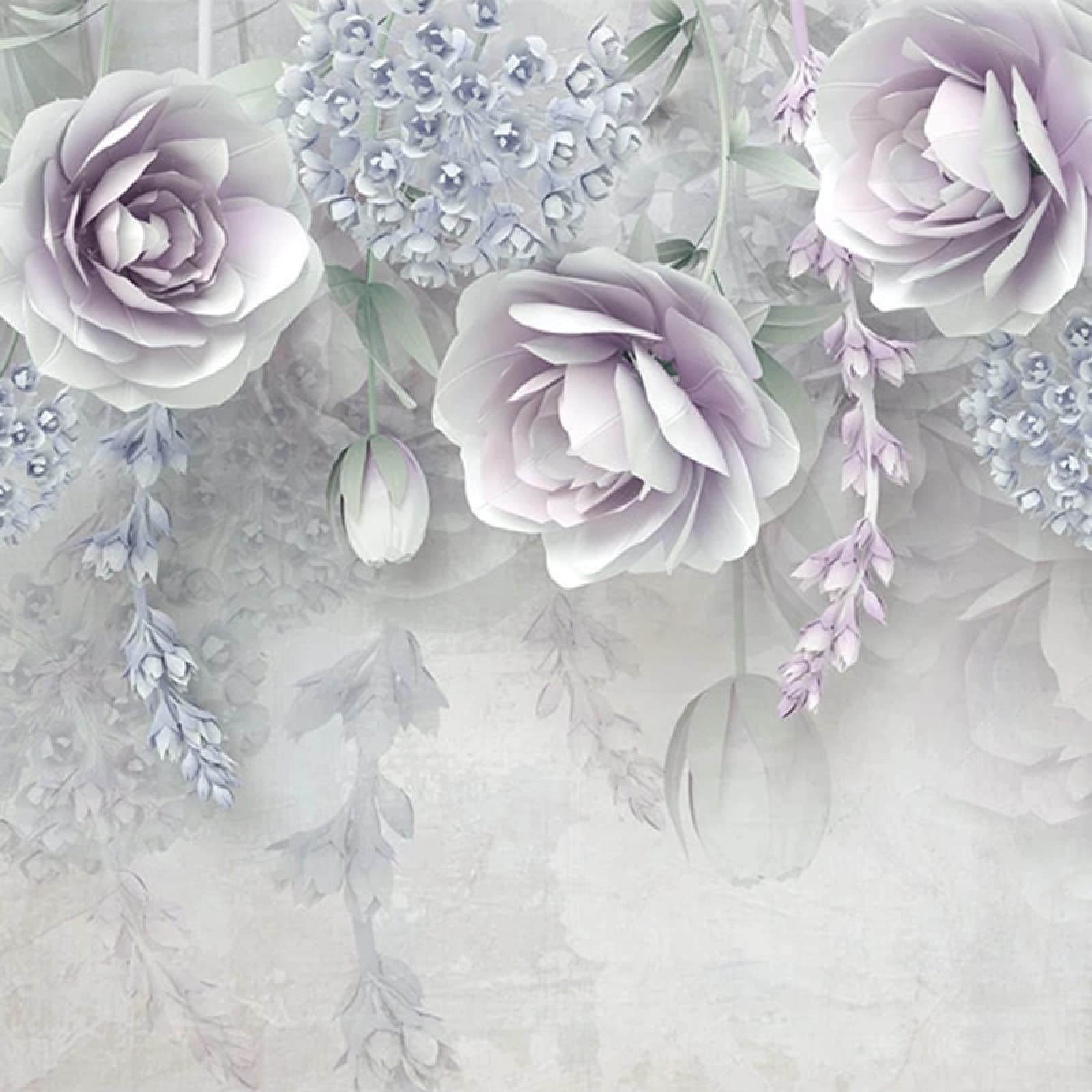 Amazon Com 壁畫壁紙 紫色花卉3d 立體浮雕花朵撕貼壁紙適用於客廳臥室飯廳家居裝飾144 X 100 英吋 寬x 高 家居裝修