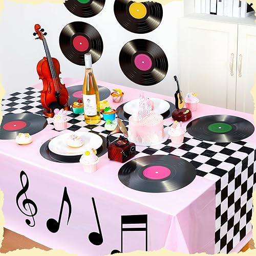 Miniatura 3 de Oudain Decoraciones y suministros para fiestas temáticas de los años 50, suministros de fiesta de cumpleaños de automóvil, manteles individuales de