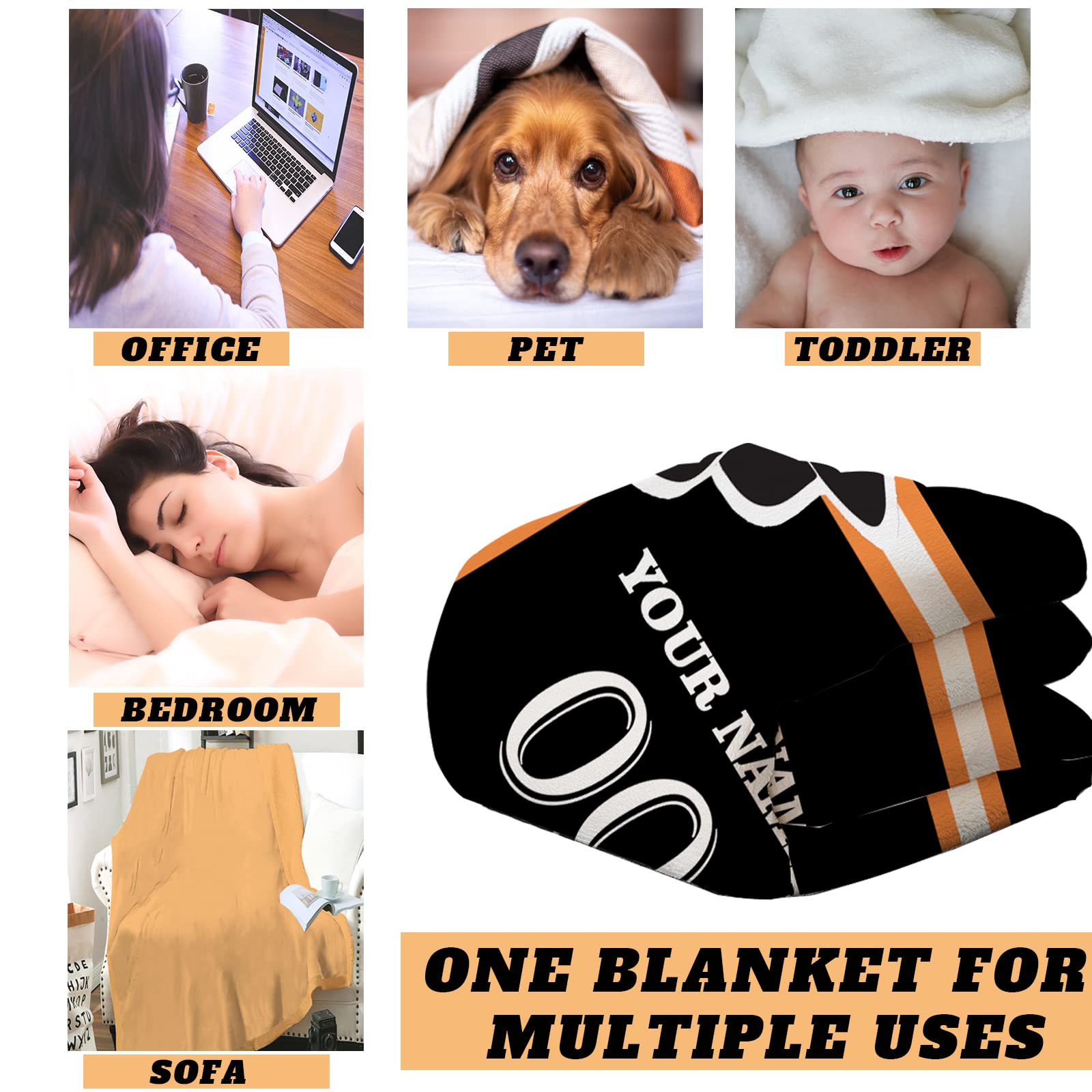 Manta personalizada con nombre de número: mantas de béisbol personalizadas de franela deportiva para amigos de la familia, año nuevo, para sofá, dormitorio