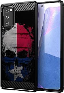 CasesOnDeck Skull Flags Case Compatible with Samsung Galaxy Note 20 / Note 20 5G Case, Slim Tough Matte Design with Carbon Fiber Texture (Texas Skull)