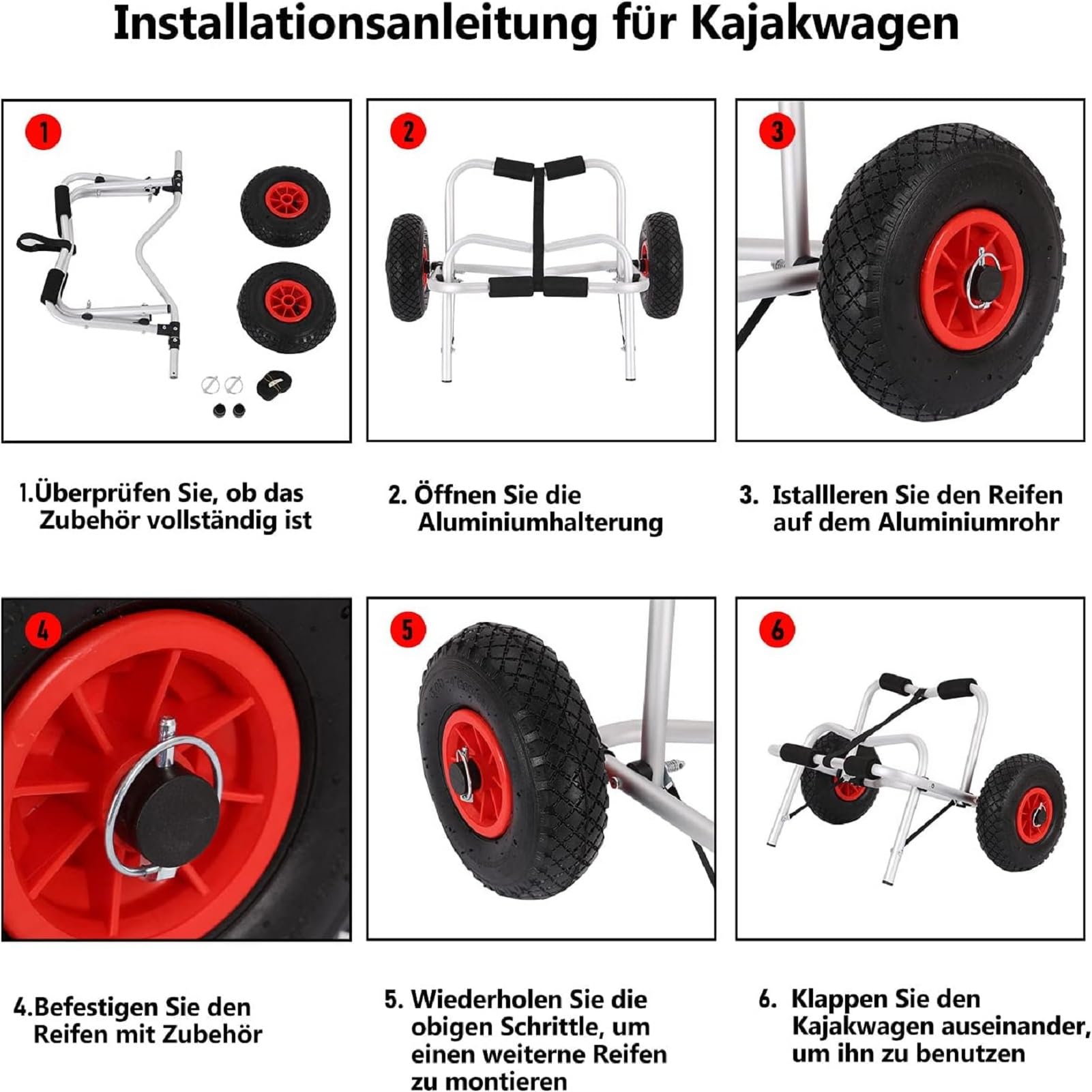 Youyijia Kajakwagen Faltbarer Kajakwagen Aluminium Kajak Transportwagen 100kg Traglast für Kanu- Und Kajakliebhaber