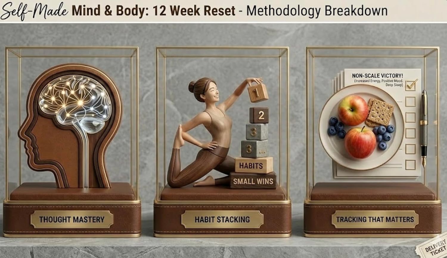 Self-Made Mind & Body 12-Week Reset Journal – Science-Backed Daily Planner for Metabolic Health, Emotional Well-being, and Sustainable Weight Loss (Brown)