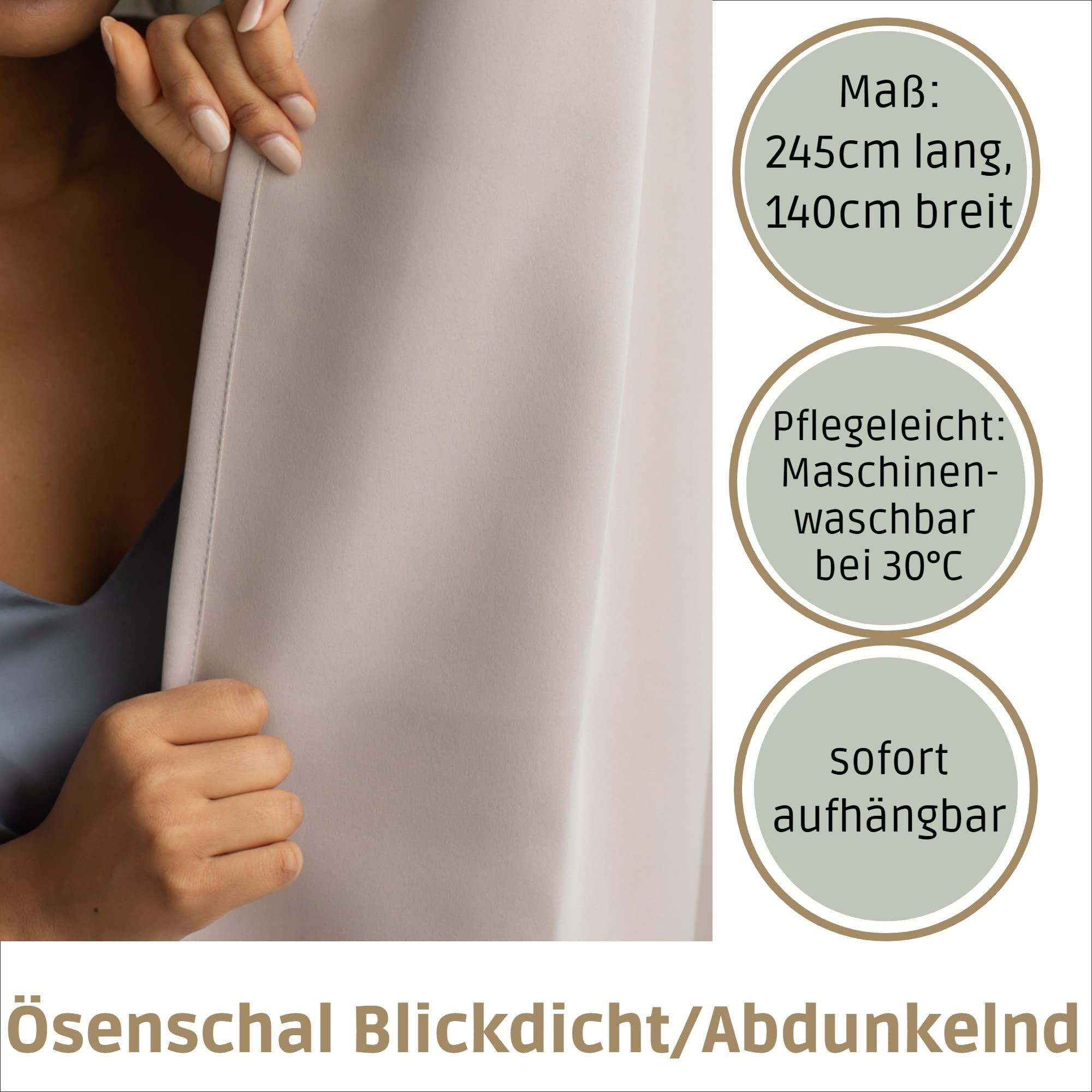 Verdunklungsvorhang mit Ösen 140cm x 245cm Vorhang Blickdicht Thermo Gardine Wärmeisolierend Wohnzimmer Vorhänge (2, Altrosa)